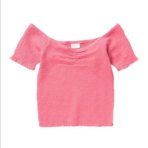 Abound Smocked Off Shoulder Crop Top Large NWOT